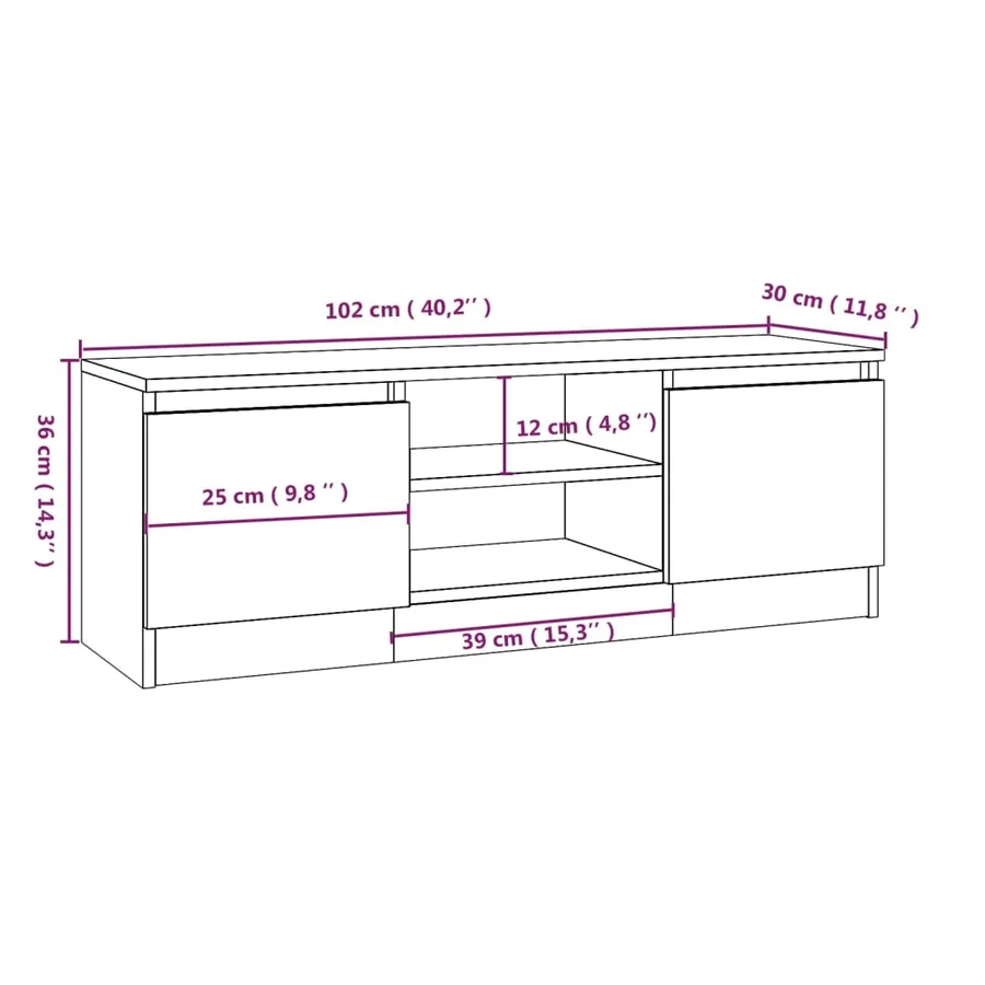 Meuble TV avec porte Blanc 102x30x36 cm - 9