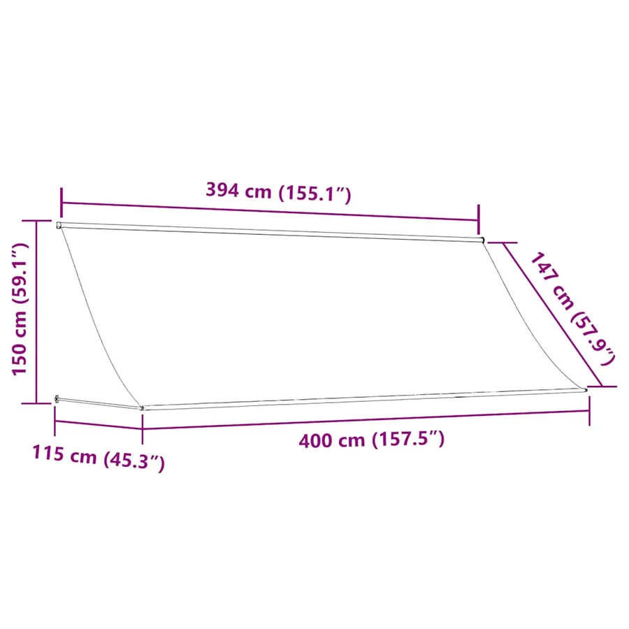 Auvent rétractable crème 400x150 m tissu et acier - 8