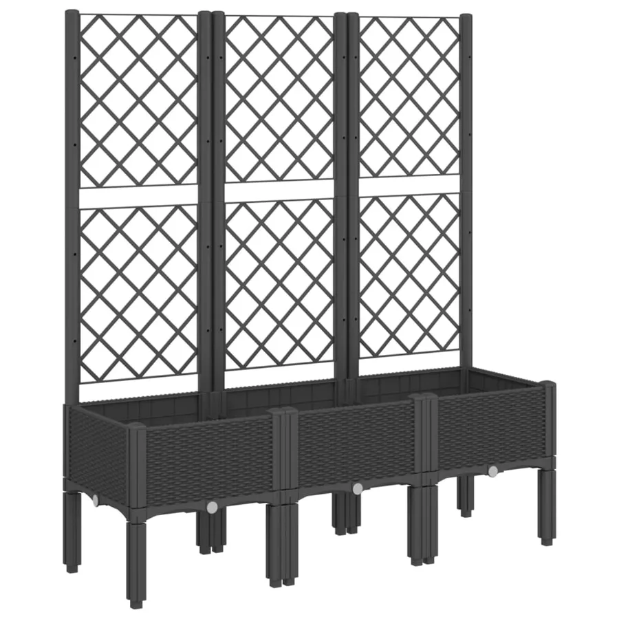 Jardinière avec treillis noir 120x40x142 cm PP - 2