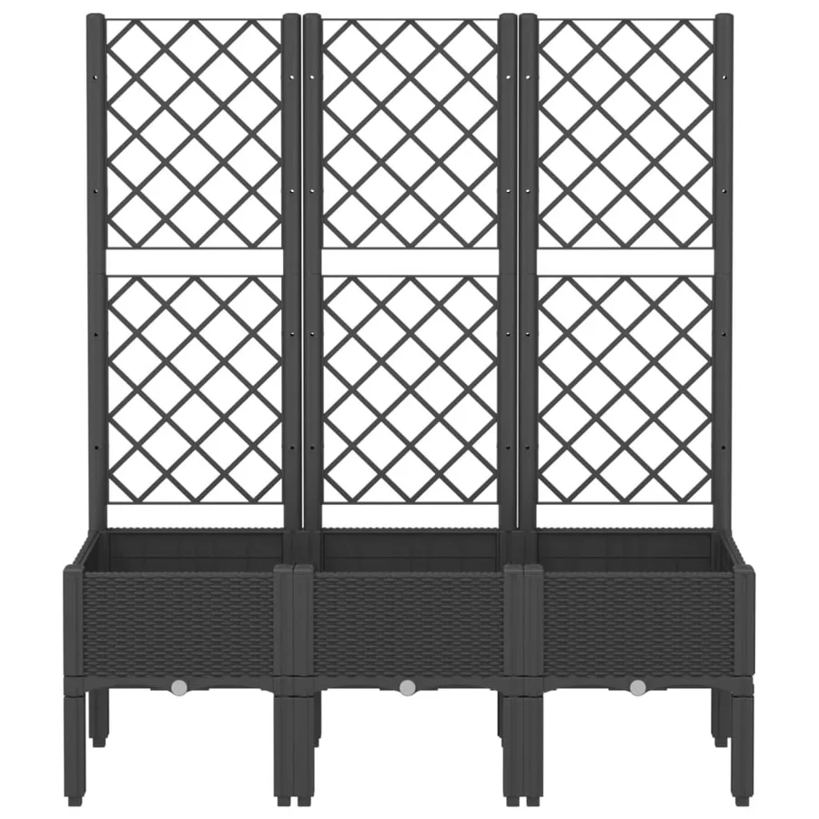 Jardinière avec treillis noir 120x40x142 cm PP - 3