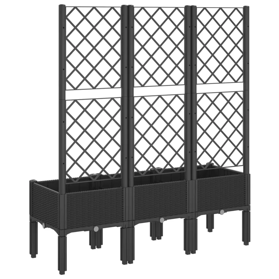 Jardinière avec treillis noir 120x40x142 cm PP - 5