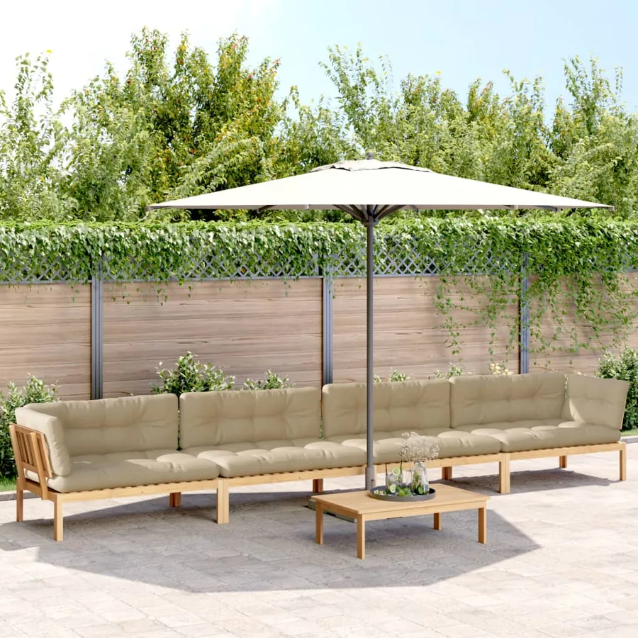 Salon palette de jardin avec coussins 5pcs bois d'acacia massif