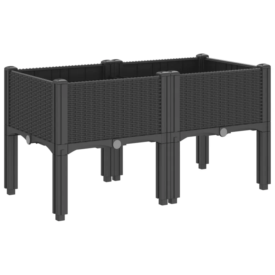 Jardinière avec pieds noir 80x40x42 cm PP - 5