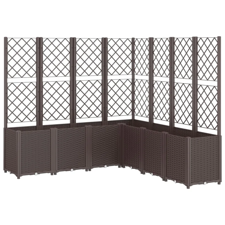 Jardinière avec treillis marron 160x160x140 cm PP - 2