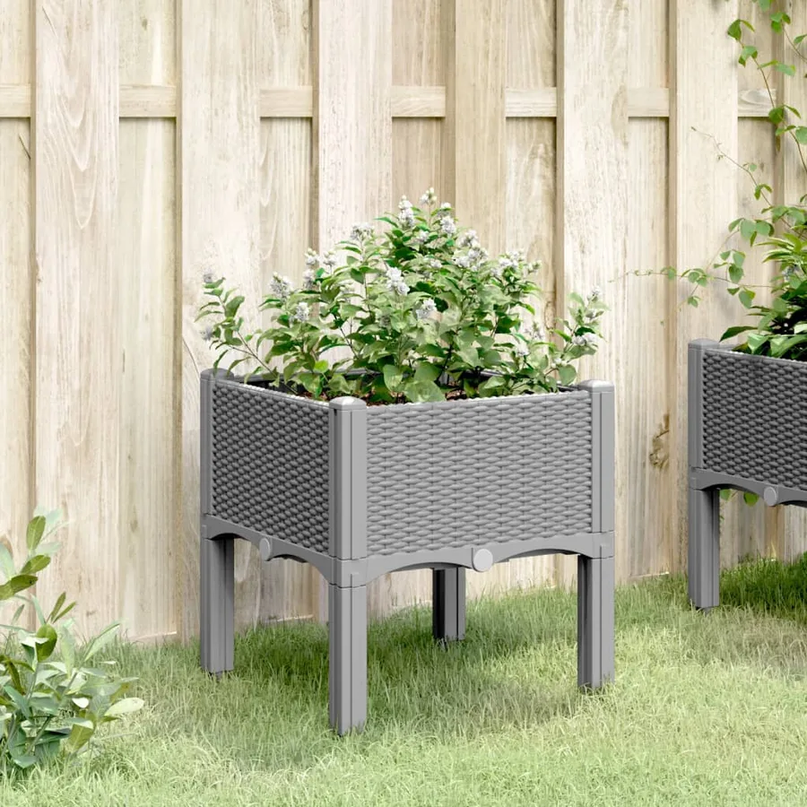 Jardinière avec pieds gris clair 40x40x42 cm PP - 3