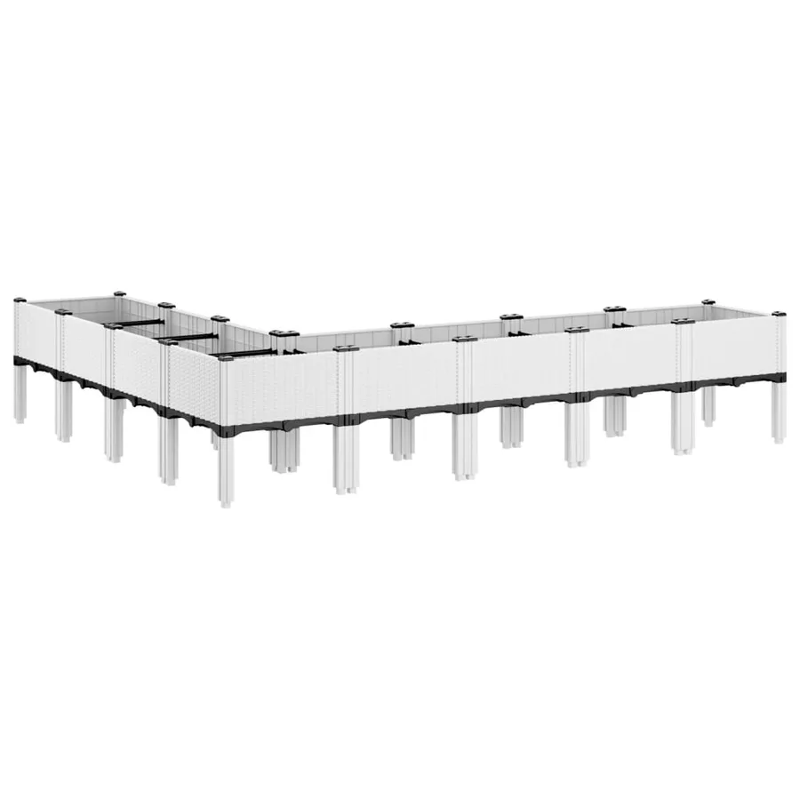 Jardinière avec pieds blanc 200x160x42 cm PP - 5