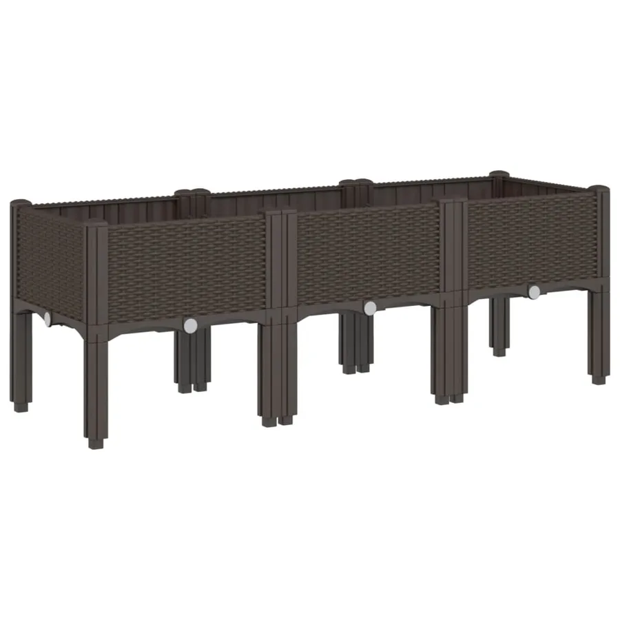 Jardinière avec pieds marron 120x40x42 cm PP - 2
