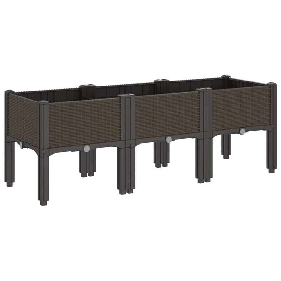 Jardinière avec pieds marron 120x40x42 cm PP - 5