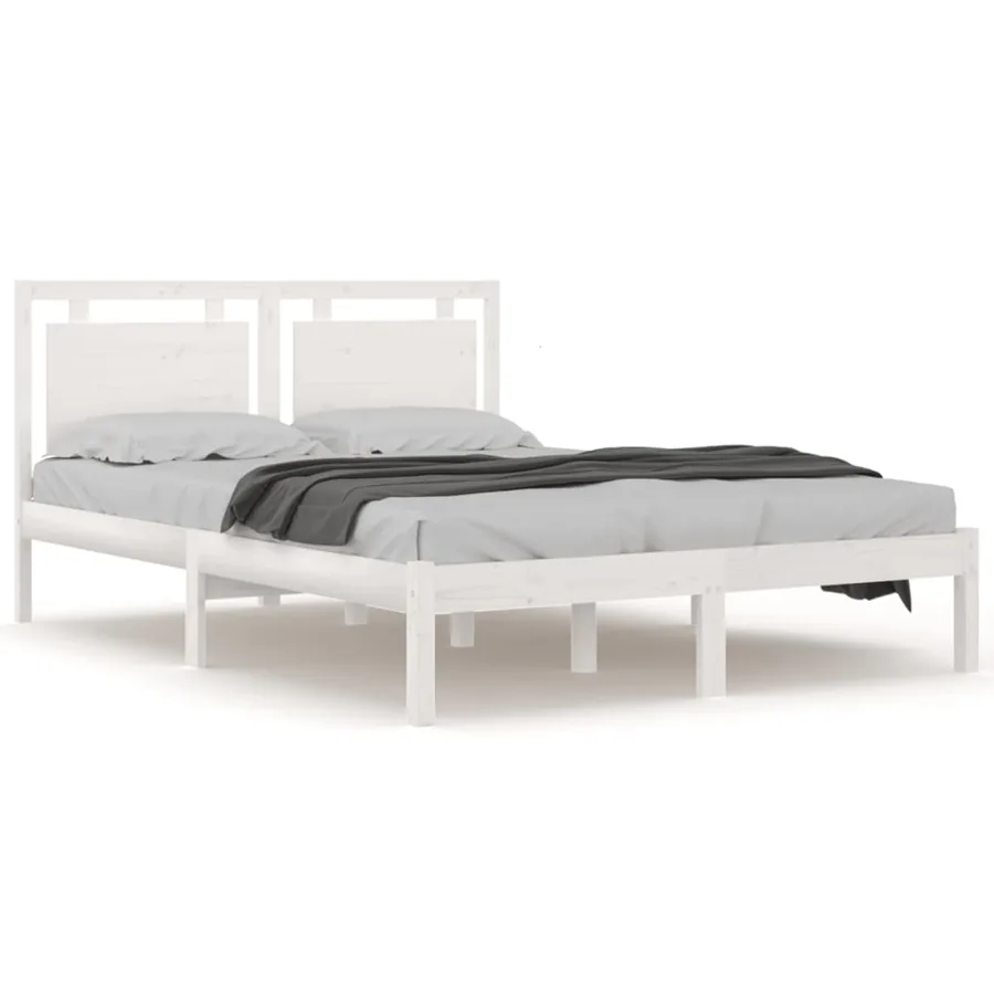 Cadre de lit sans matelas blanc 120x200 cm bois massif - 2