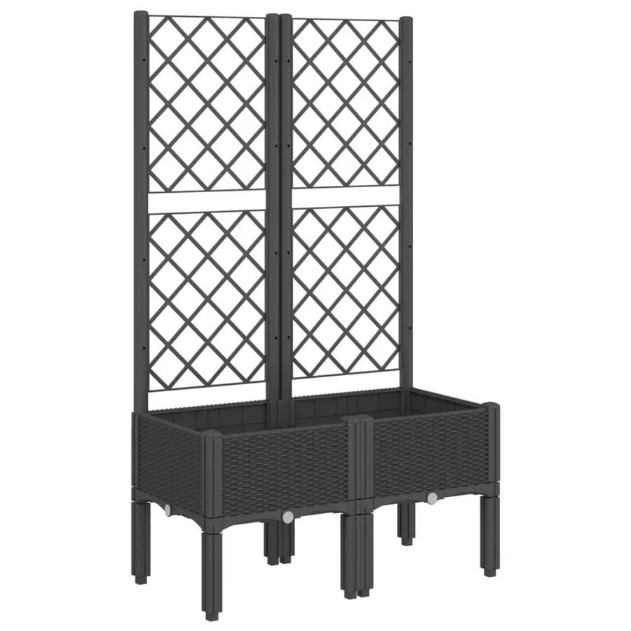 Jardinière avec treillis noir 80x40x142 cm PP - 2