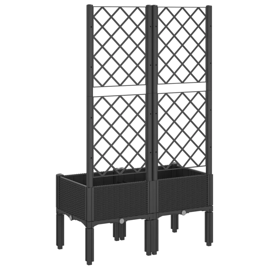 Jardinière avec treillis noir 80x40x142 cm PP - 5