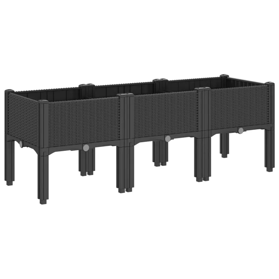 Jardinière avec pieds noir 120x40x42 cm PP - 5