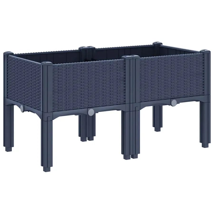 Jardinière avec pieds bleu gris 80x40x42 cm PP - 5