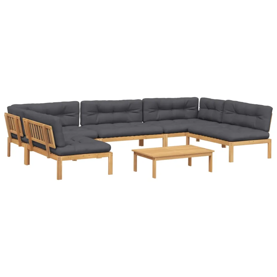 Salon palette de jardin avec coussins 6pcs bois d'acacia massif - 2