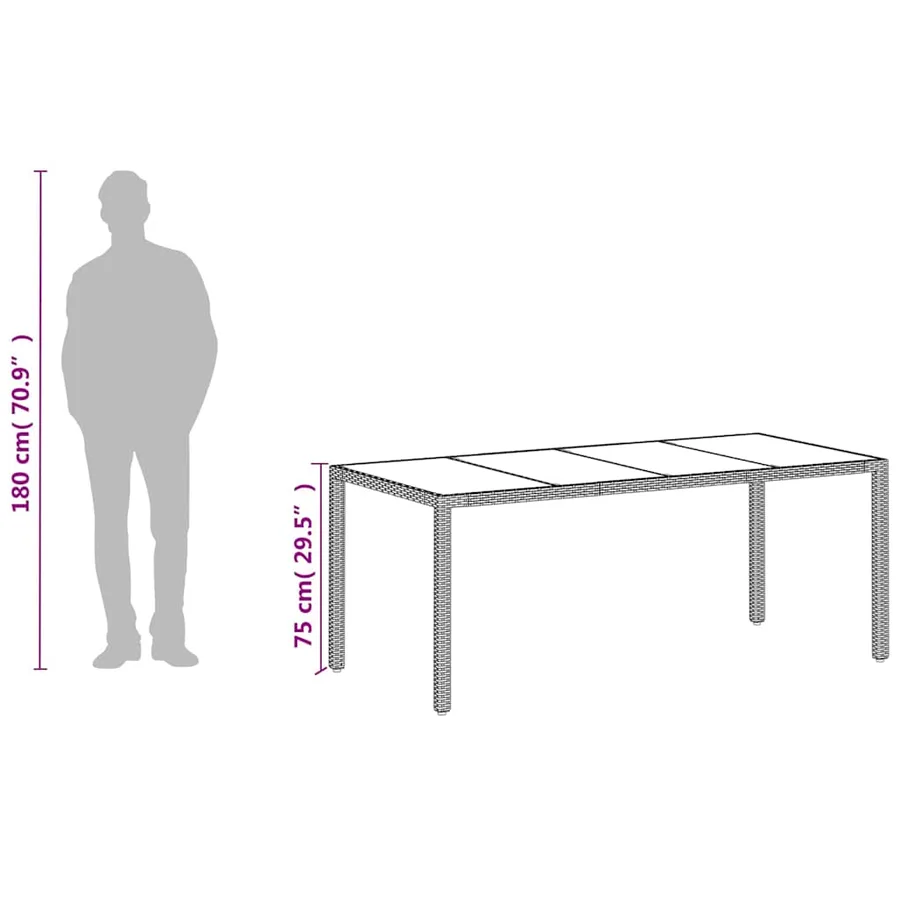Table de jardin avec dessus en verre blanc résine tressée - 12