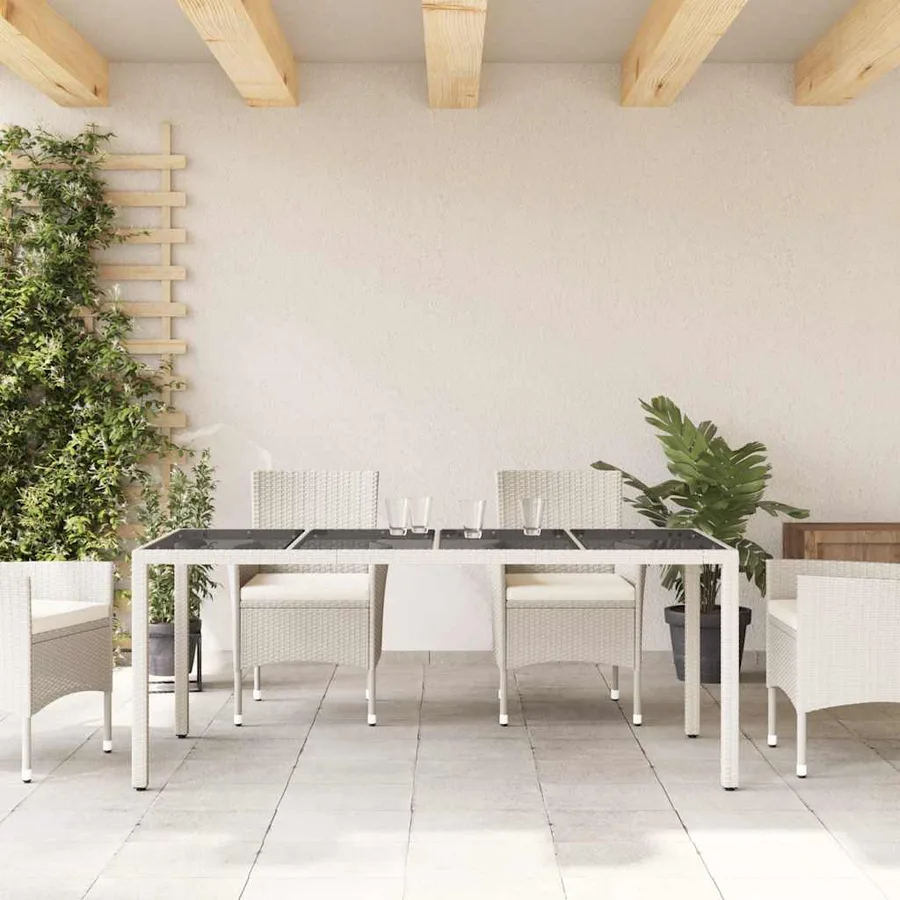 Table de jardin avec dessus en verre blanc résine tressée - 3