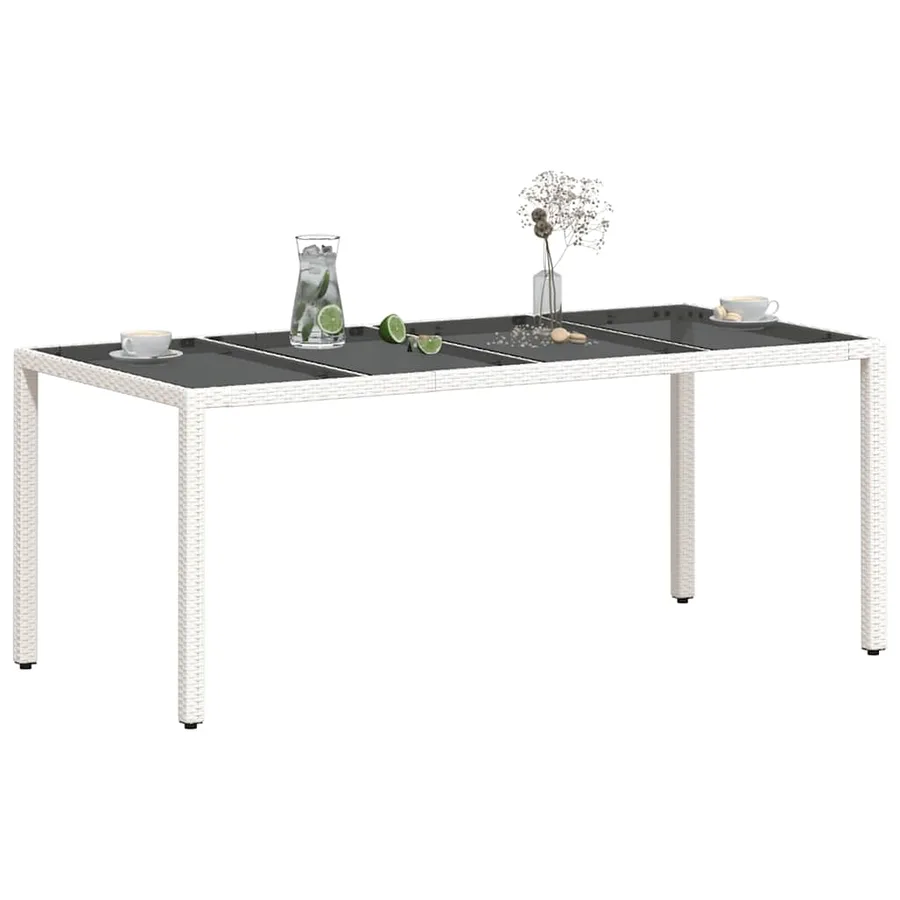 Table de jardin avec dessus en verre blanc résine tressée - 4