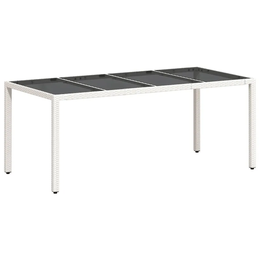 Table de jardin avec dessus en verre blanc résine tressée - 7
