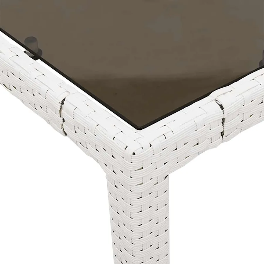 Table de jardin avec dessus en verre blanc résine tressée - 9