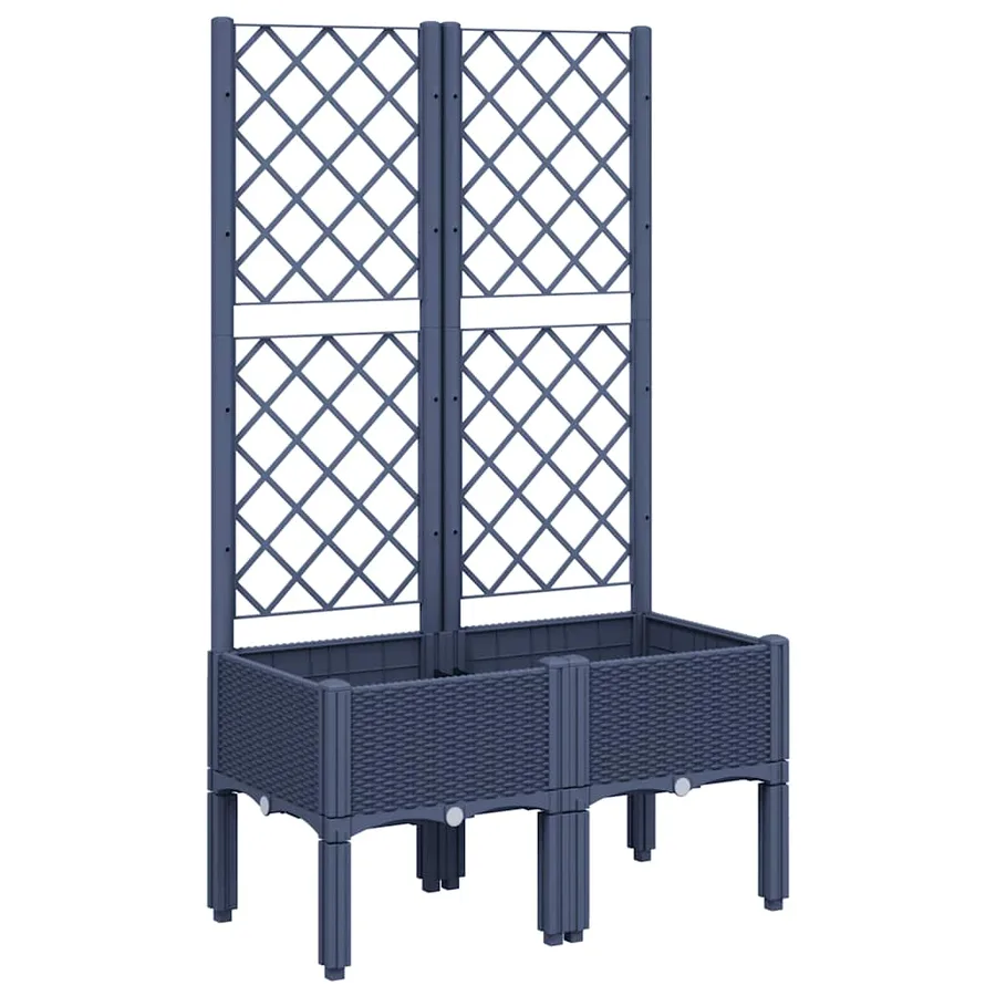 Jardinière avec treillis bleu gris 80x40x142 cm PP - 2