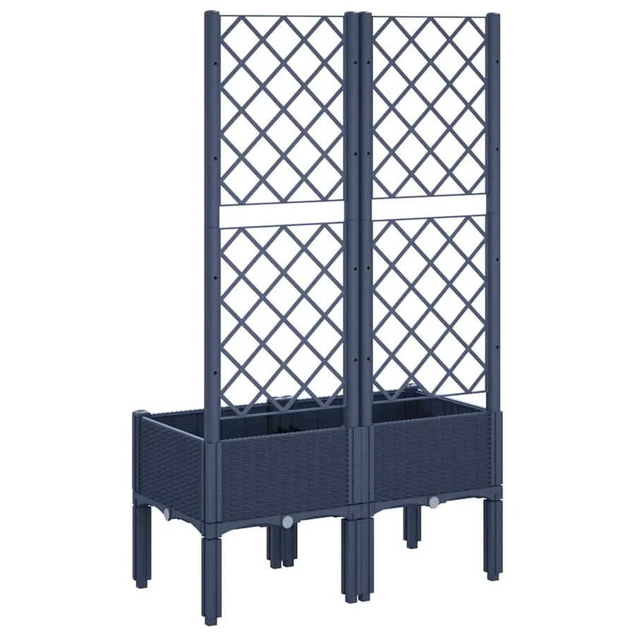 Jardinière avec treillis bleu gris 80x40x142 cm PP - 5
