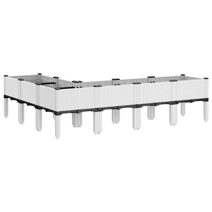 Jardinière avec pieds blanc 160x120x42 cm PP - 5