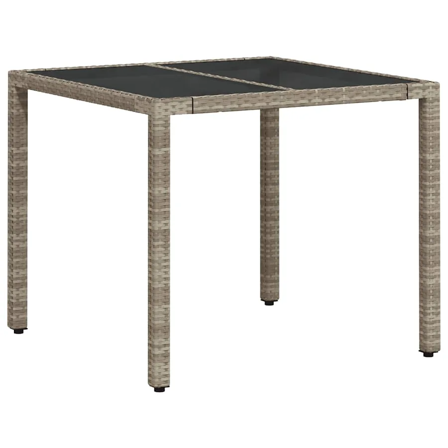 Table de jardin avec dessus en verre gris clair résine tressée - 7