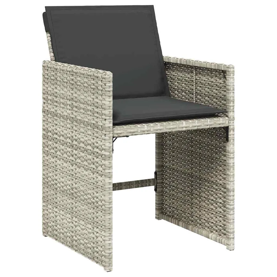 Chaises de jardin avec coussins lot de 4 gris clair poly rotin - 4