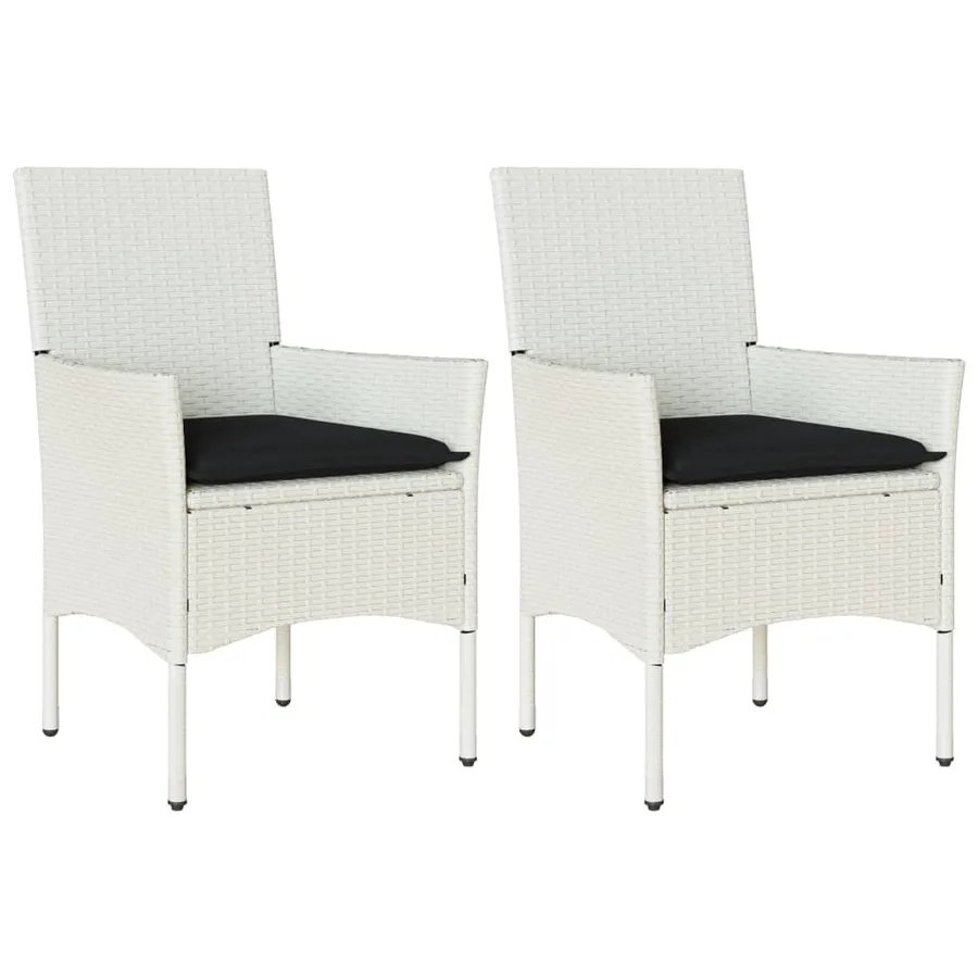 Chaises de jardin avec coussins lot de 2 blanc résine tressée - 2