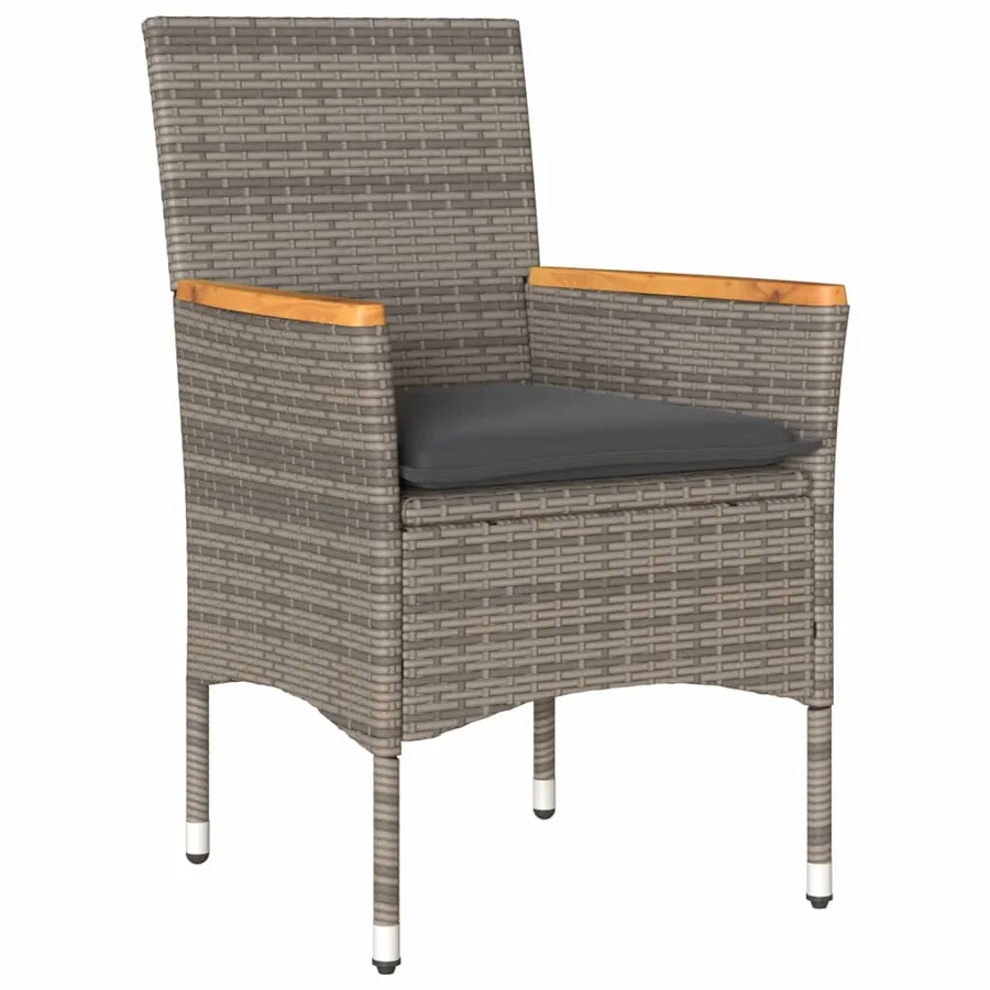Chaises de jardin avec coussins lot de 2 gris résine tressée - 4