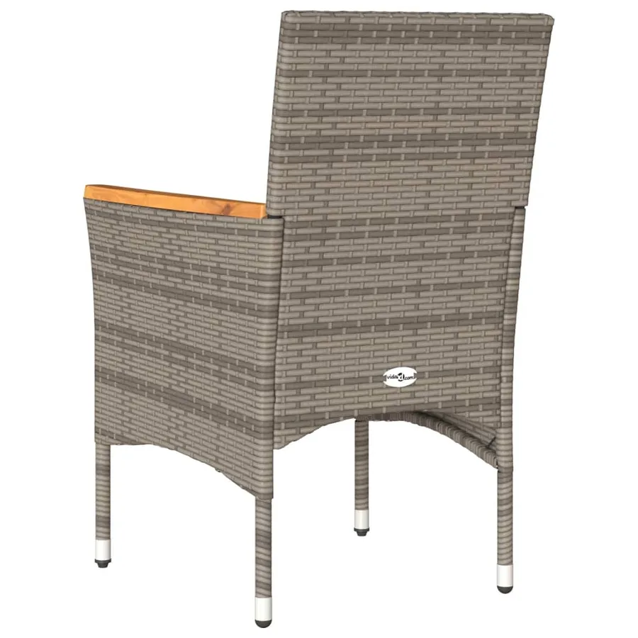 Chaises de jardin avec coussins lot de 2 gris résine tressée - 7
