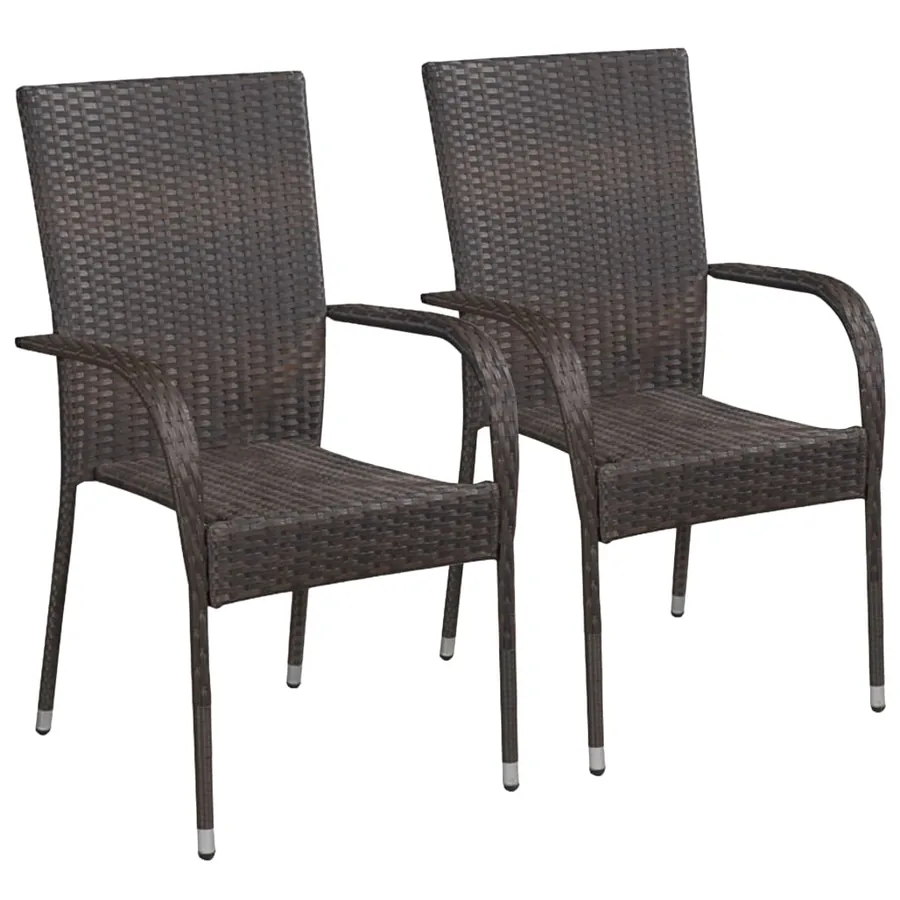 Ensemble à manger de jardin 3pcs Résine tressée Marron - 2