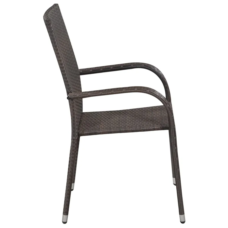 Ensemble à manger de jardin 3pcs Résine tressée Marron - 4