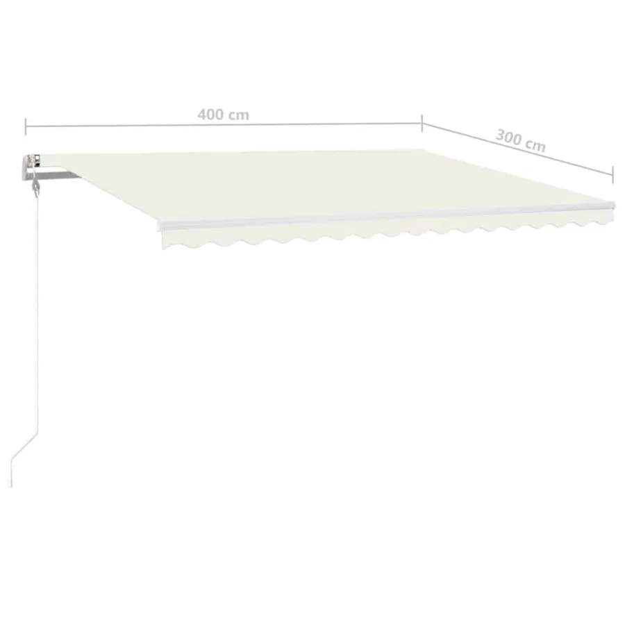 Auvent automatique avec capteur de vent et LED 400x300 cm Crème - 10