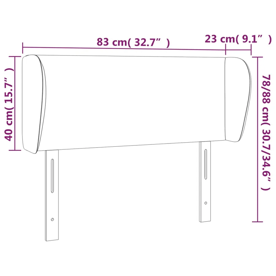 Tête de lit avec oreilles Noir 83x23x78/88 cm Tissu - 9