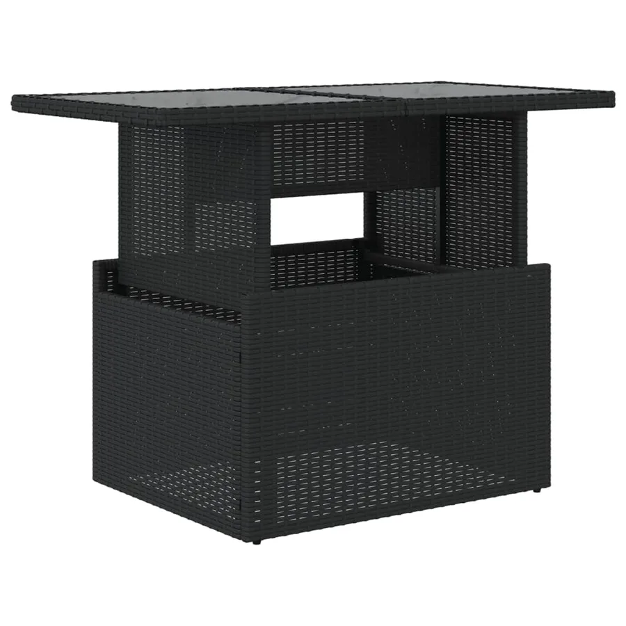 Table de jardin dessus en verre noir 100x55x73cm résine tressée - 2