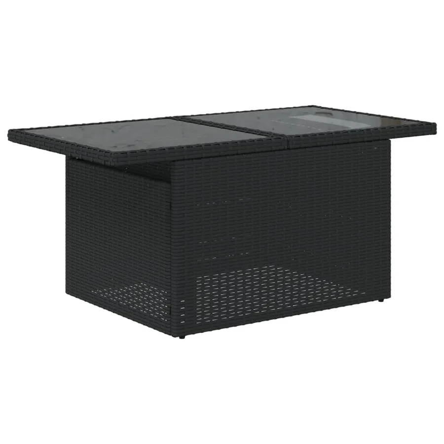 Table de jardin dessus en verre noir 100x55x73cm résine tressée - 4