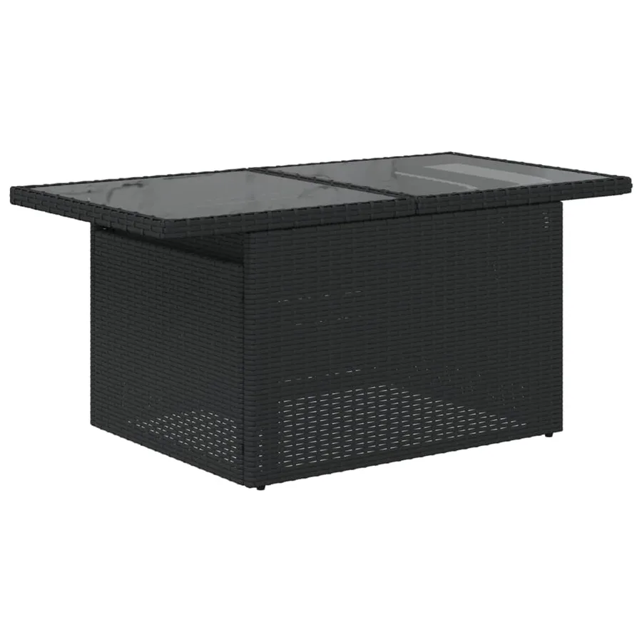 Table de jardin dessus en verre noir 100x55x73cm résine tressée - 7
