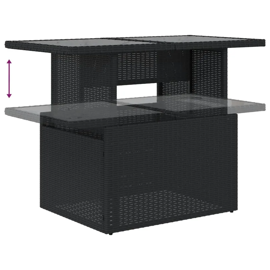 Table de jardin dessus en verre noir 100x55x73cm résine tressée - 8
