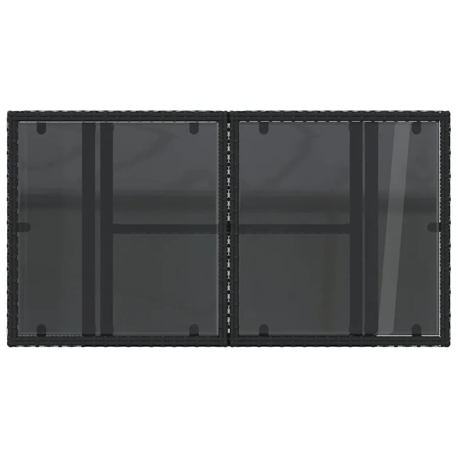 Table de jardin dessus en verre noir 100x55x73cm résine tressée - 9