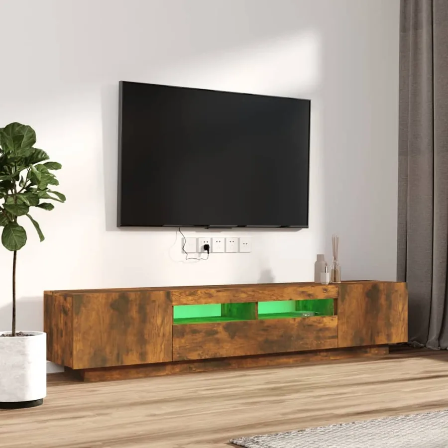 Ensemble de meubles TV avec lumières LED 2 pcs Chêne fumé - 4