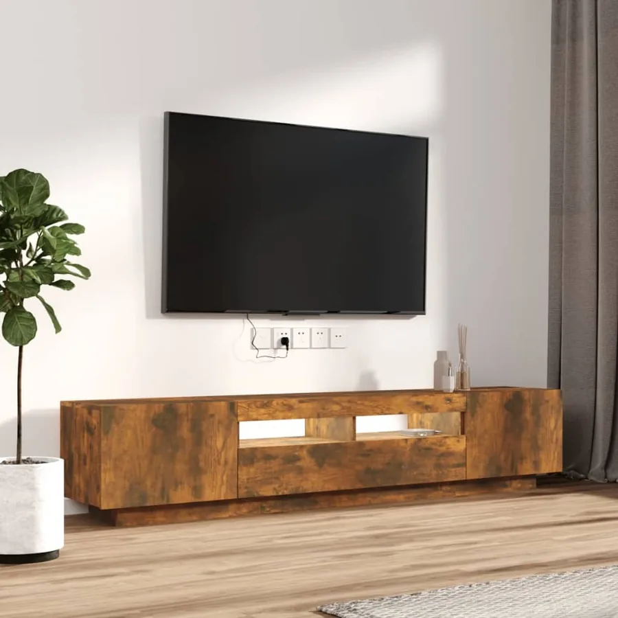 Ensemble de meubles TV avec lumières LED 2 pcs Chêne fumé - 5