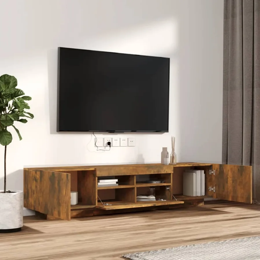 Ensemble de meubles TV avec lumières LED 2 pcs Chêne fumé - 6