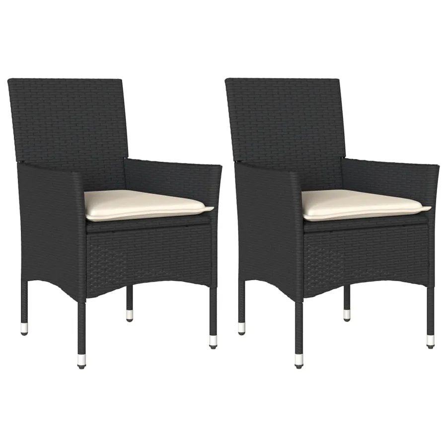 Chaises de jardin avec coussins lot de 2 noir résine tressée - 2