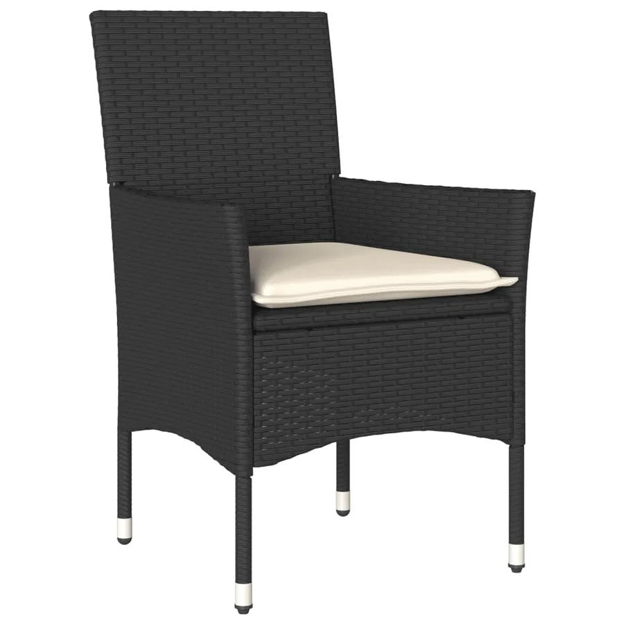 Chaises de jardin avec coussins lot de 2 noir résine tressée - 4