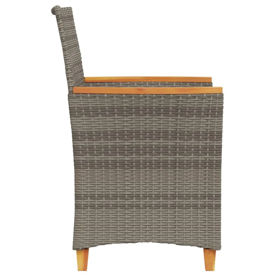 Chaises de jardin coussins lot de 2 gris résine tressée et bois - 6