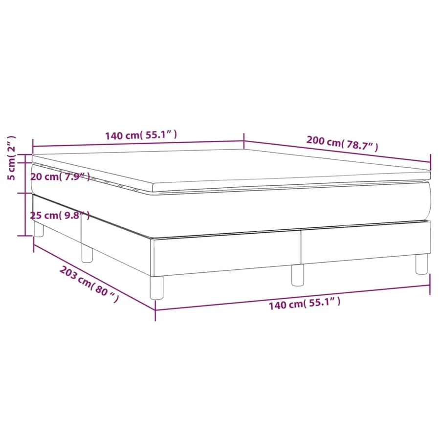 Sommier à lattes de lit avec matelas Gris clair 140x200cm Tissu - 10