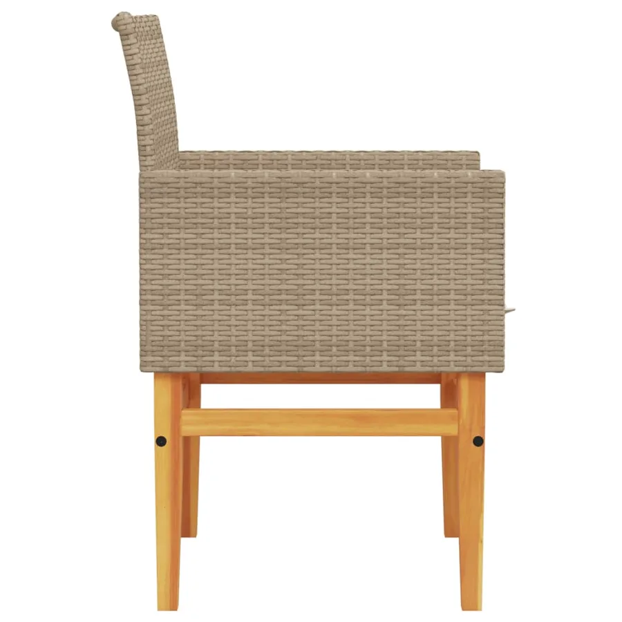 Chaises de jardin coussins lot de 2 beige résine tressée bois - 6