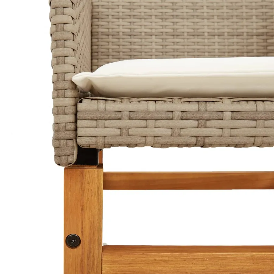 Chaises de jardin coussins lot de 2 beige résine tressée bois - 8