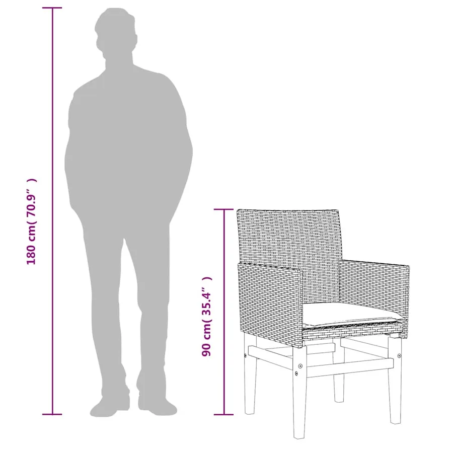 Chaises de jardin coussins lot de 2 noir résine tressée et bois - 10